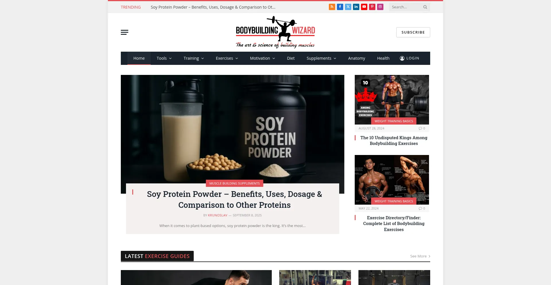 Website screenshot of Bodybuilding-wizard.com