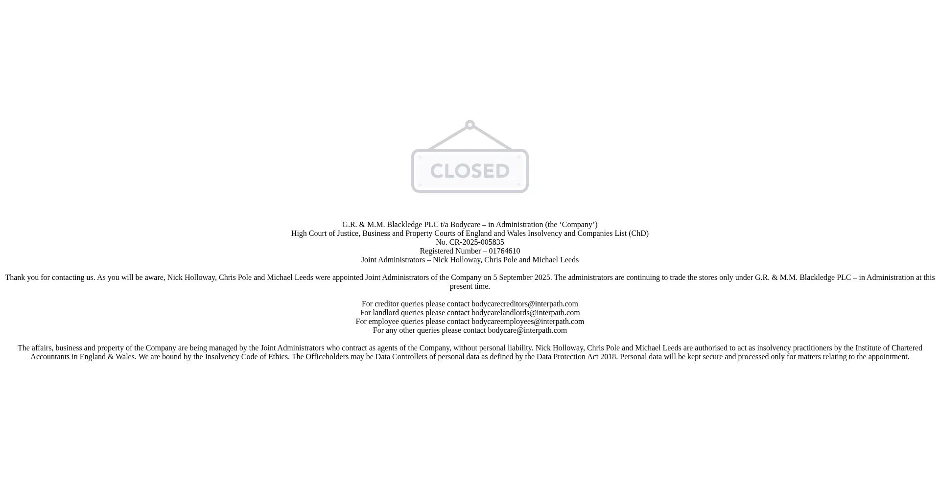 Bodycareonline.co.uk Screenshot