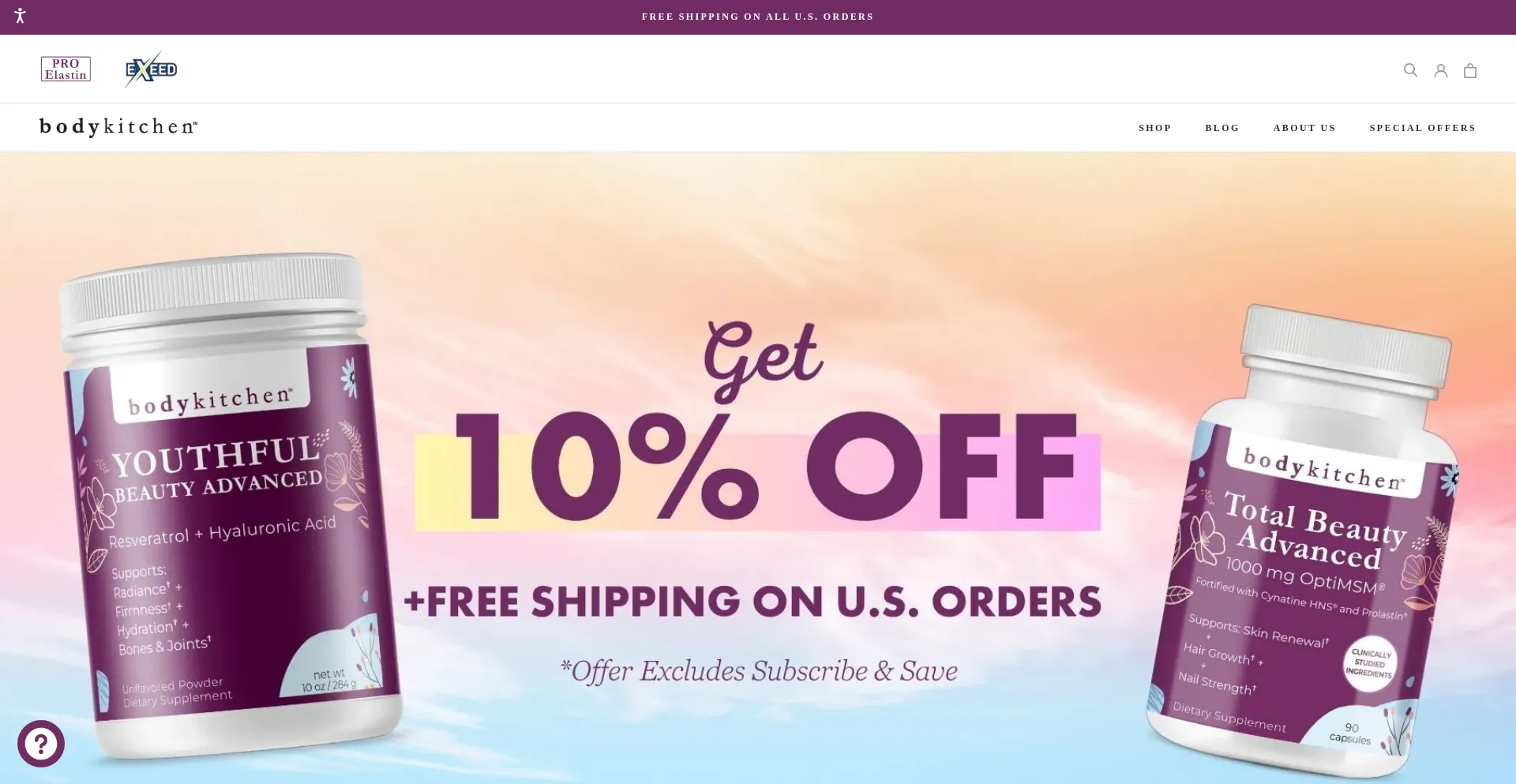 Website screenshot of Bodykitchen.com