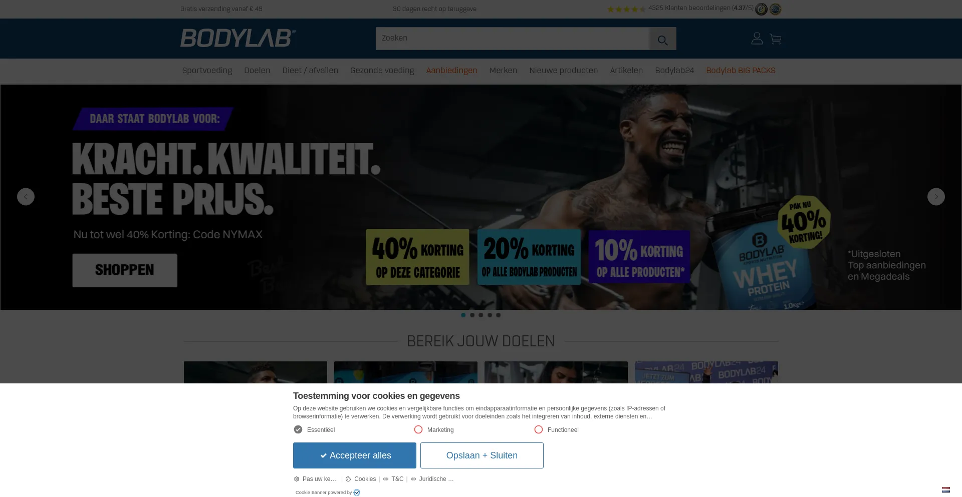 Website screenshot of Bodylab.nl