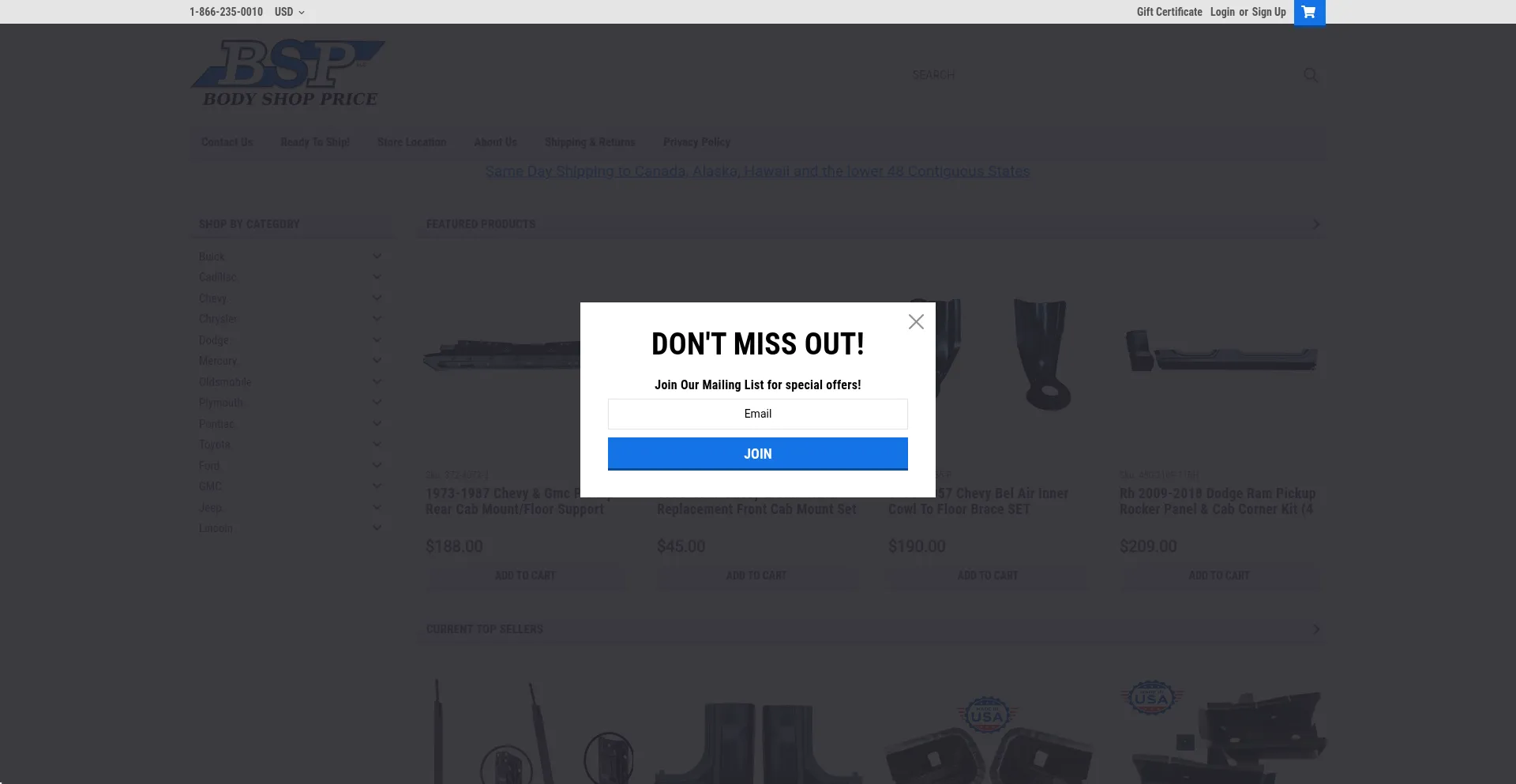 Website screenshot of Bodyshoppriceintl.com