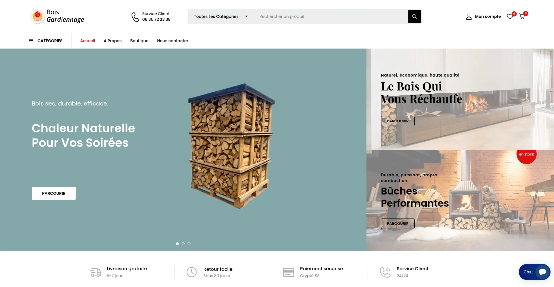 Website screenshot of Bois-gardiennage.com