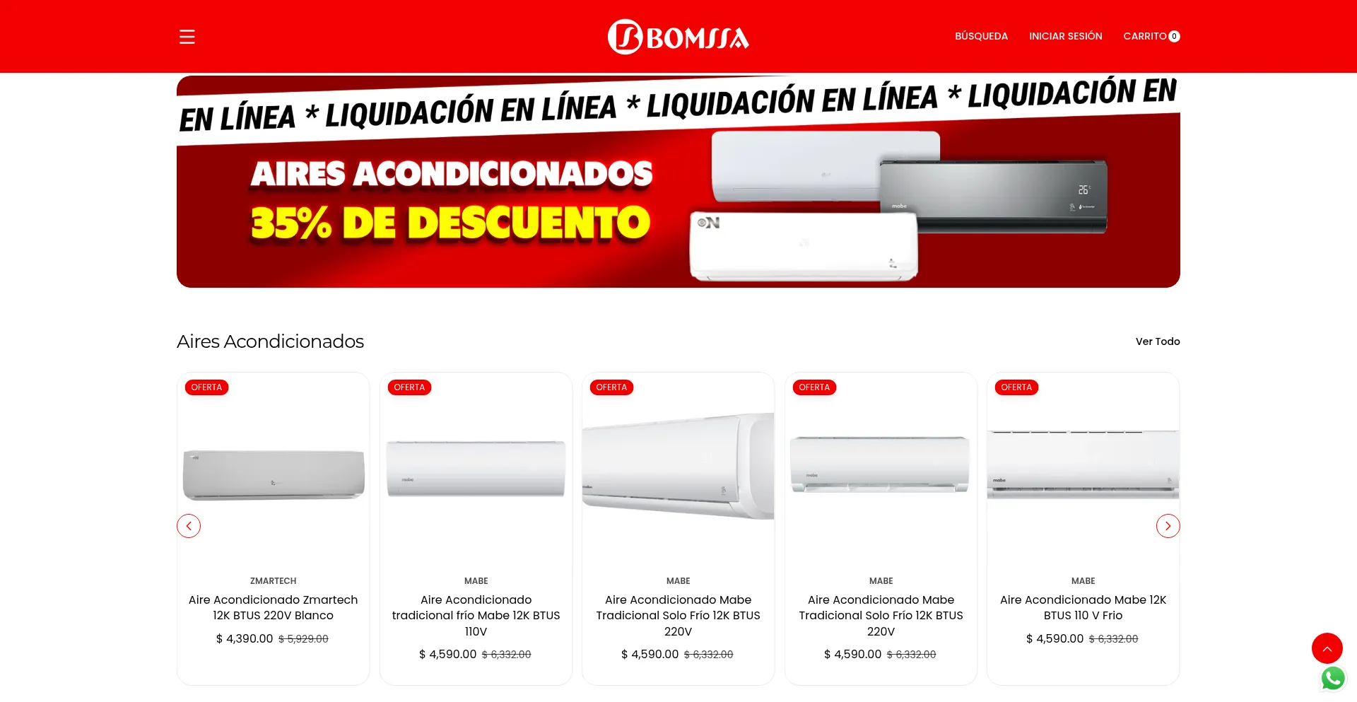Website screenshot of Bomssa.com