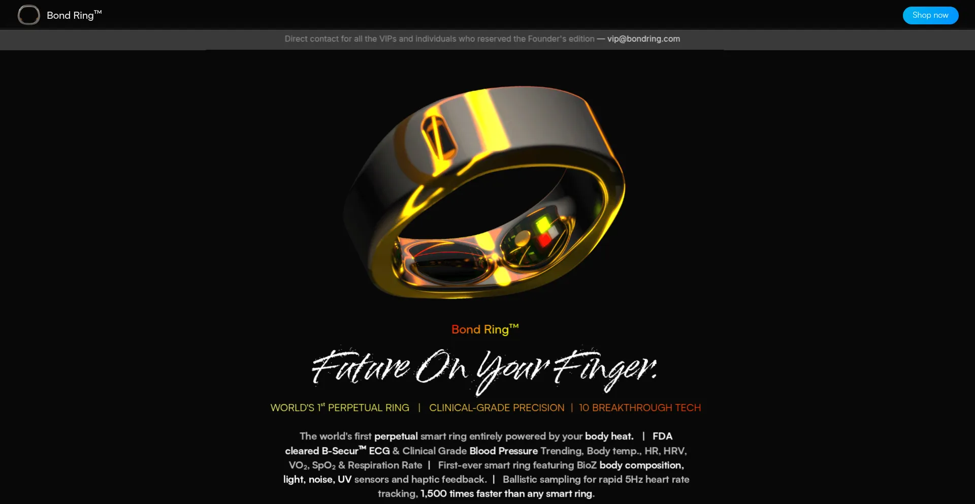 Website screenshot of Bondring.com