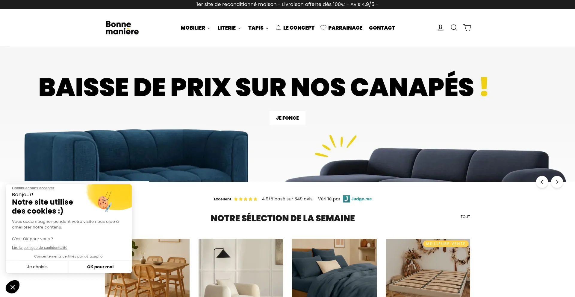 Website screenshot of Bonnemaniere.fr