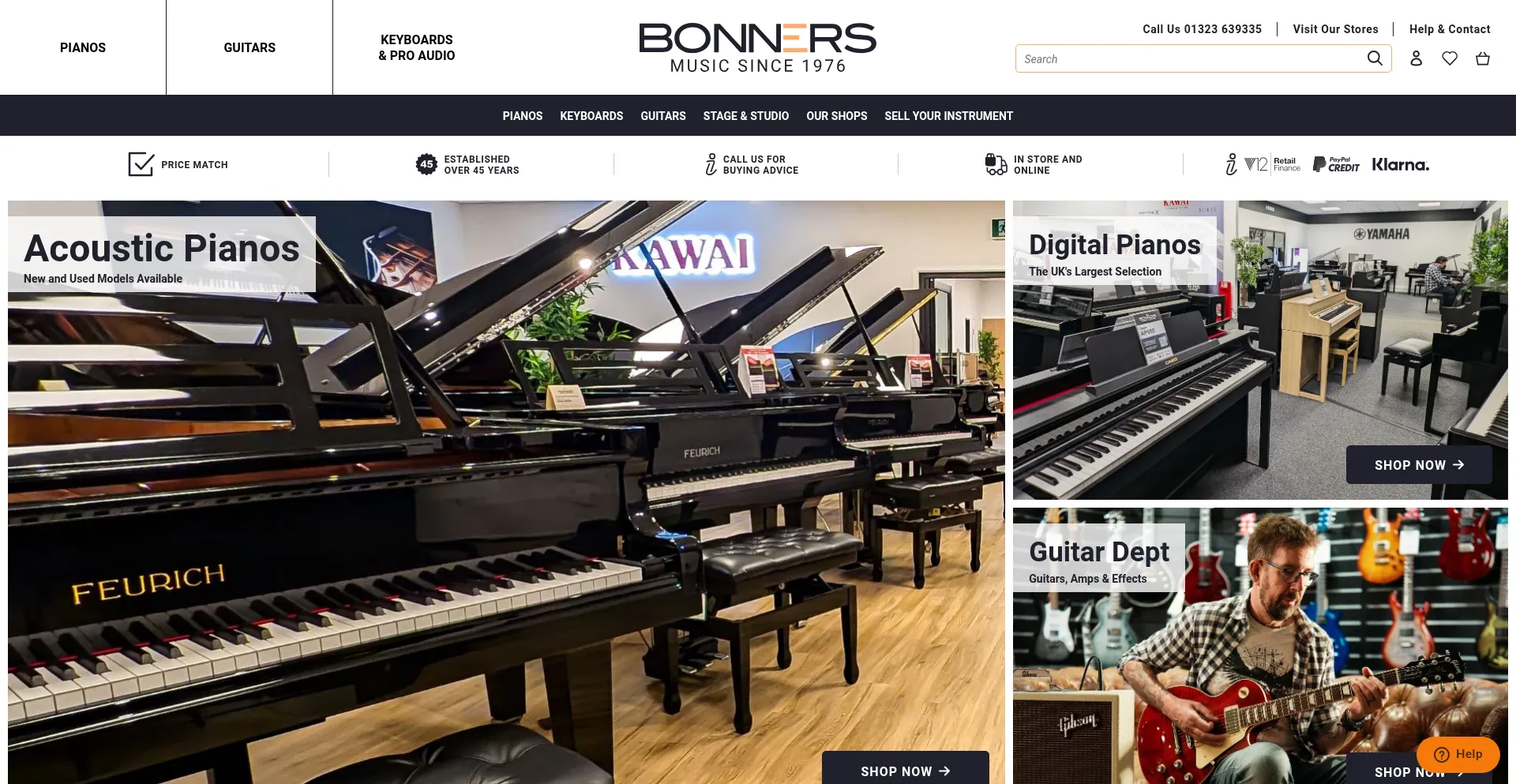 Website screenshot of Bonnersmusic.co.uk