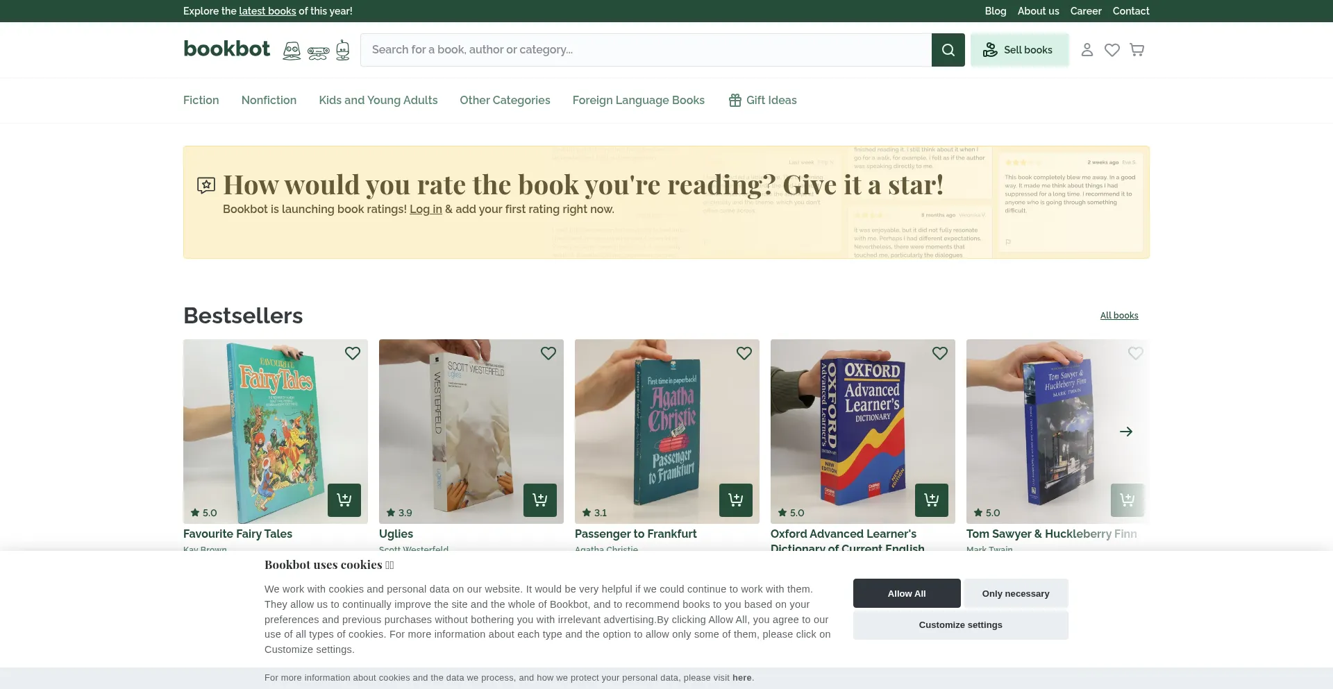 Website screenshot of Bookbot.com