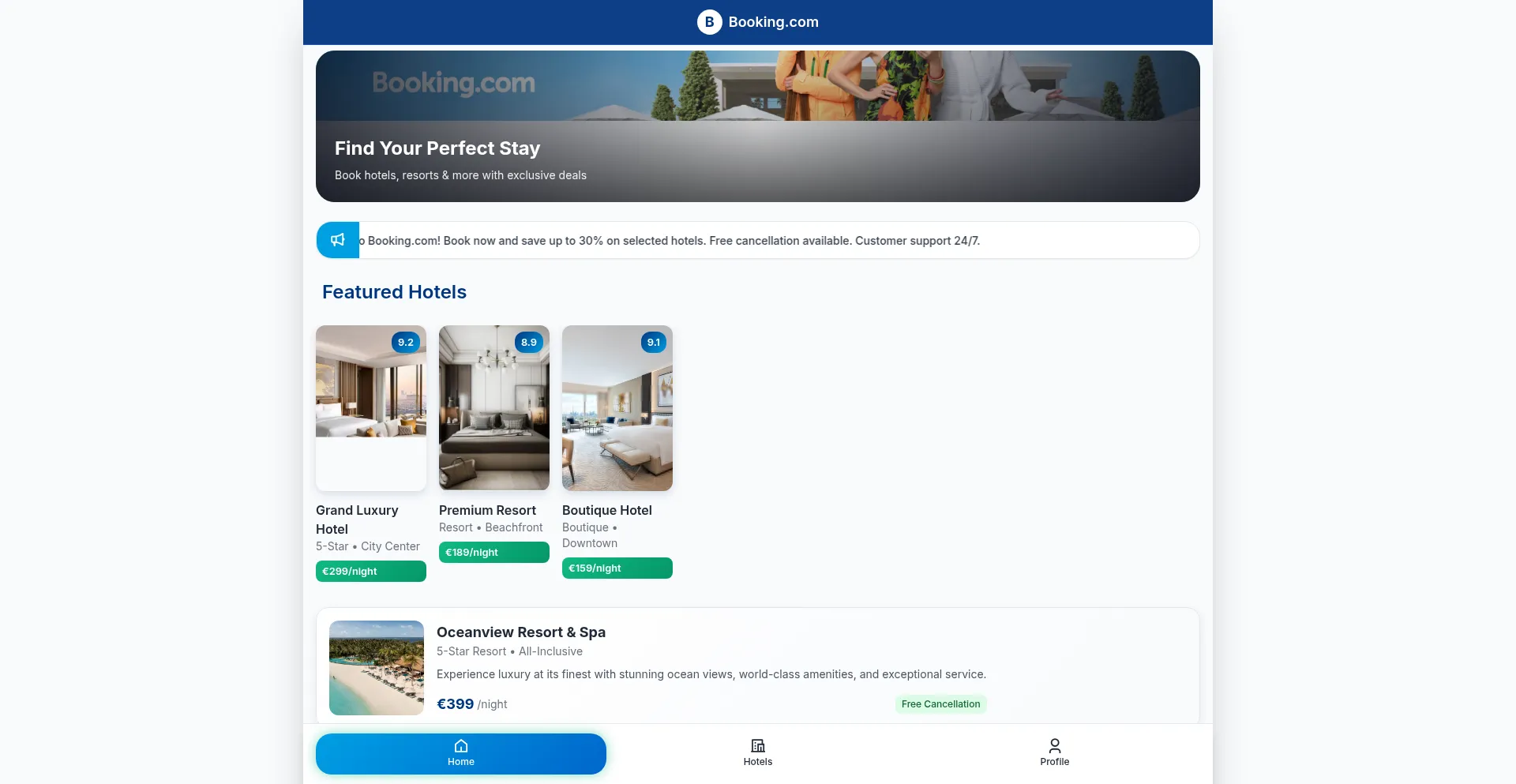 Website screenshot of Bookingseries.com