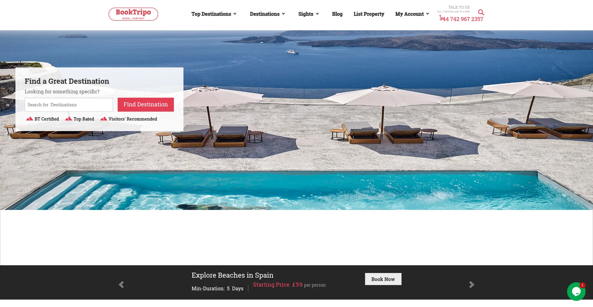 Website screenshot of Booktripo.com