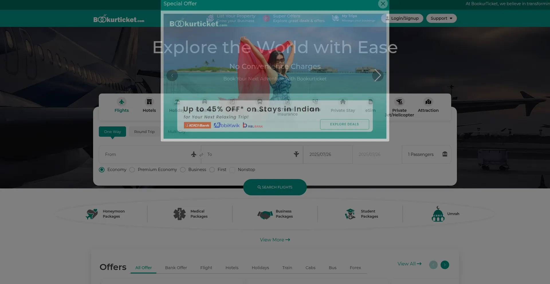 Website screenshot of Bookurticket.com