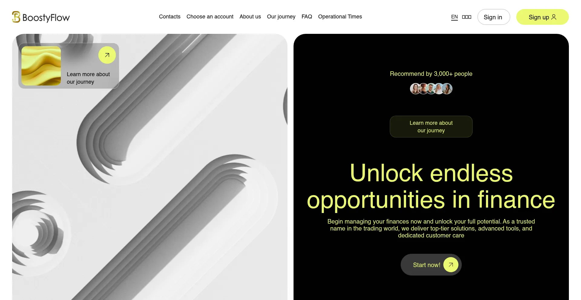 Website screenshot of Boostyflow.com