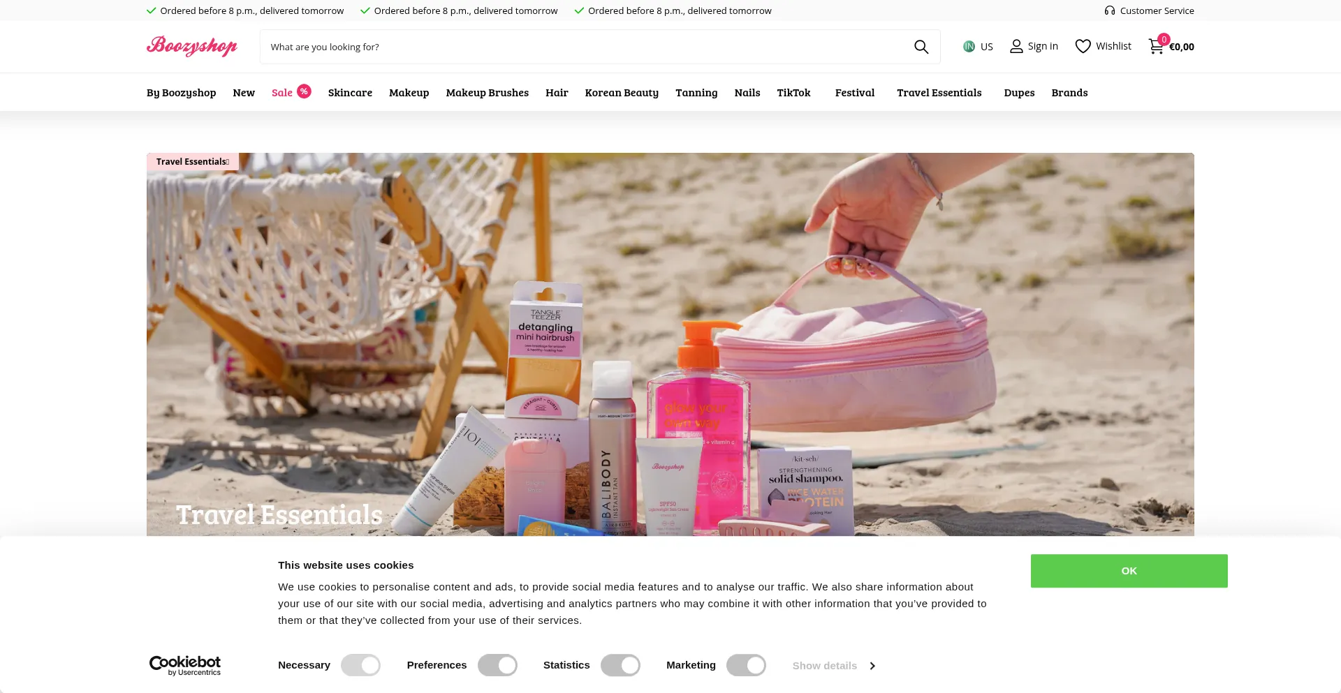 Website screenshot of Boozyshop.com