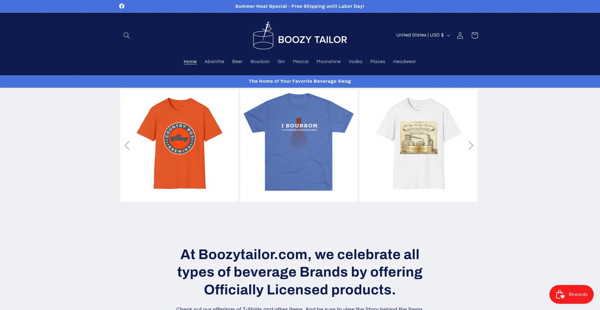 Website screenshot of Boozytailor.com