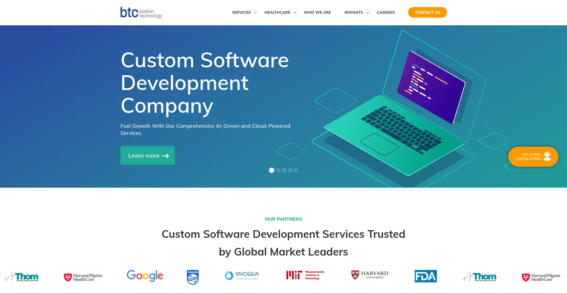 Website screenshot of Boston-technology.com