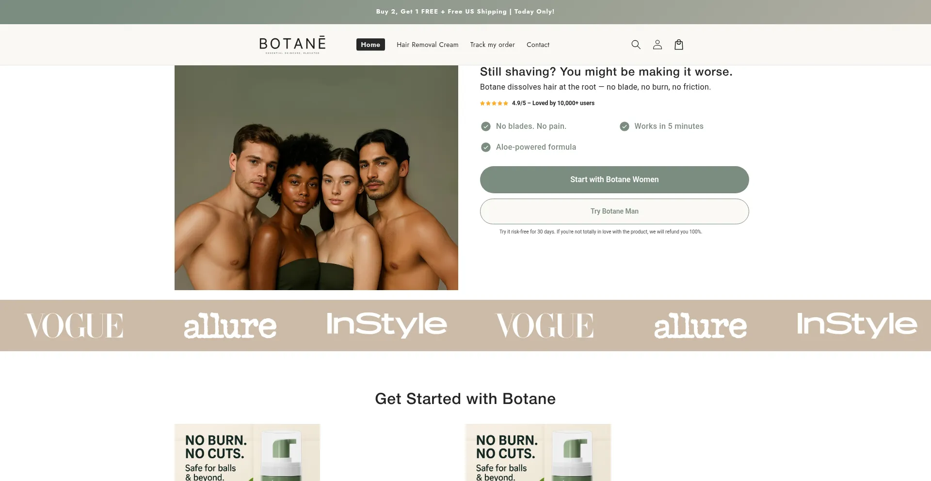 Website screenshot of Botane.us