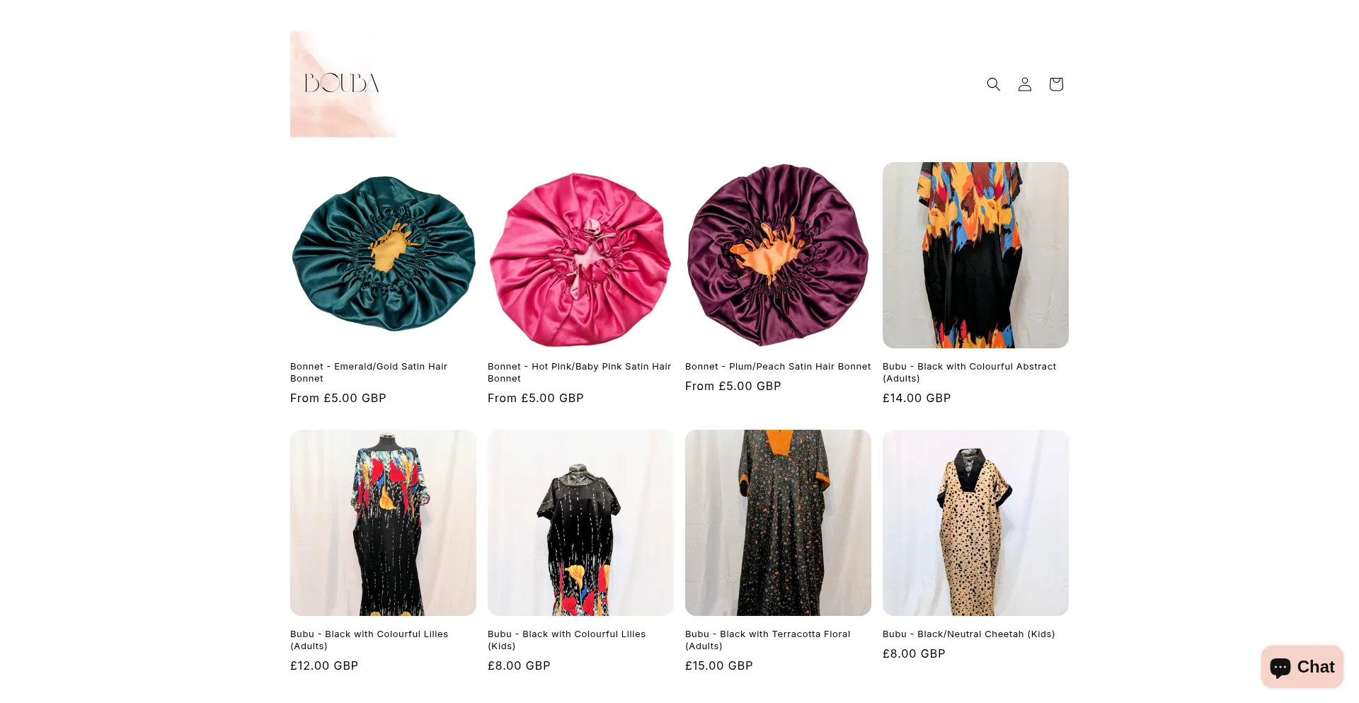 Website screenshot of Bouba.uk