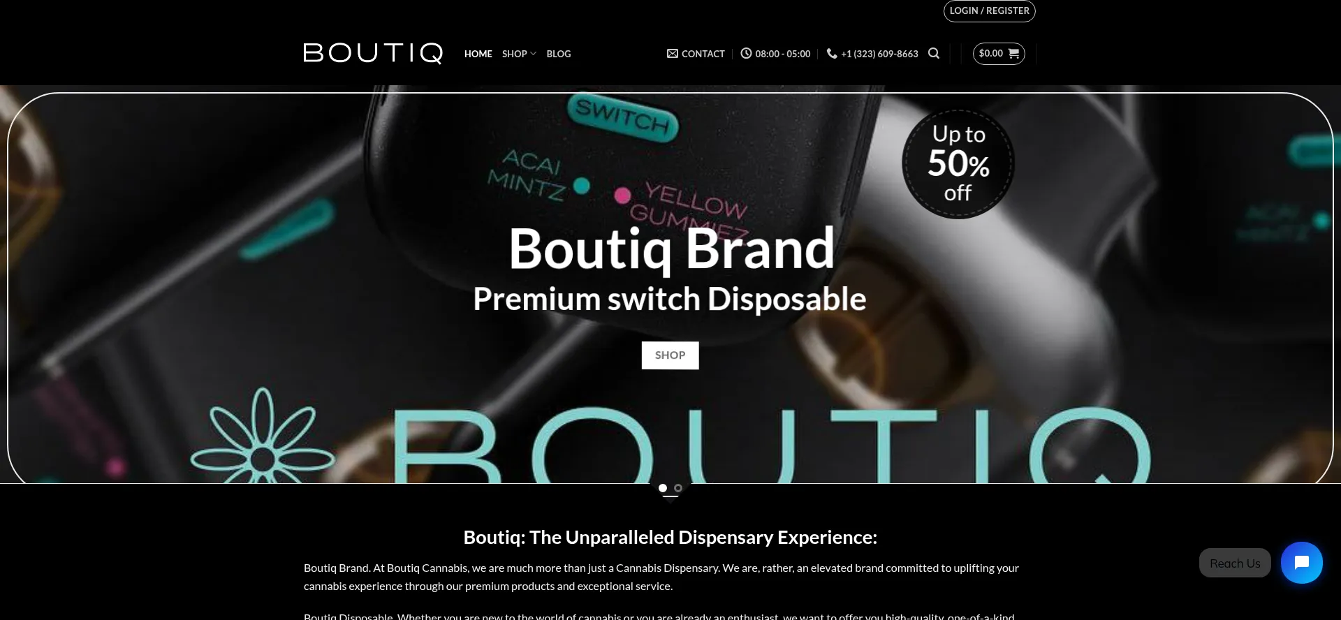 Website screenshot of Boutiqcart.com