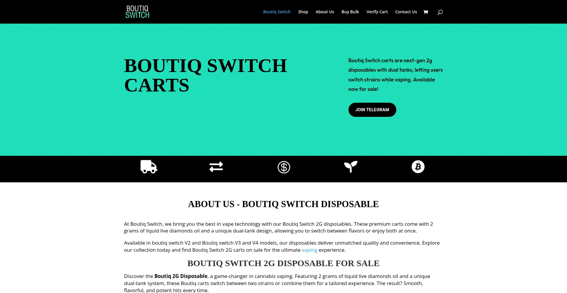 Website screenshot of Boutiqswitchcarts.com