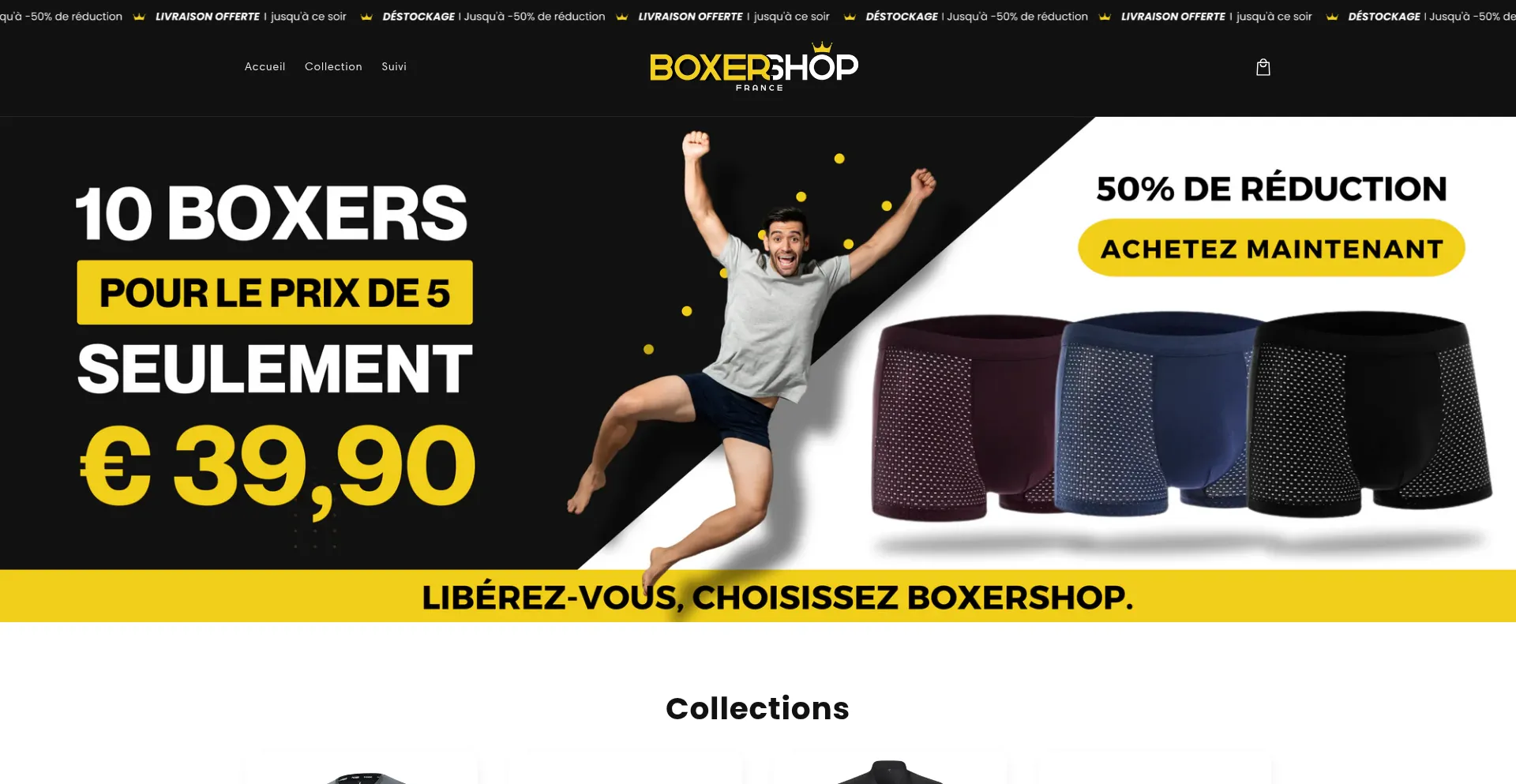 Website screenshot of Boxershop-france.com