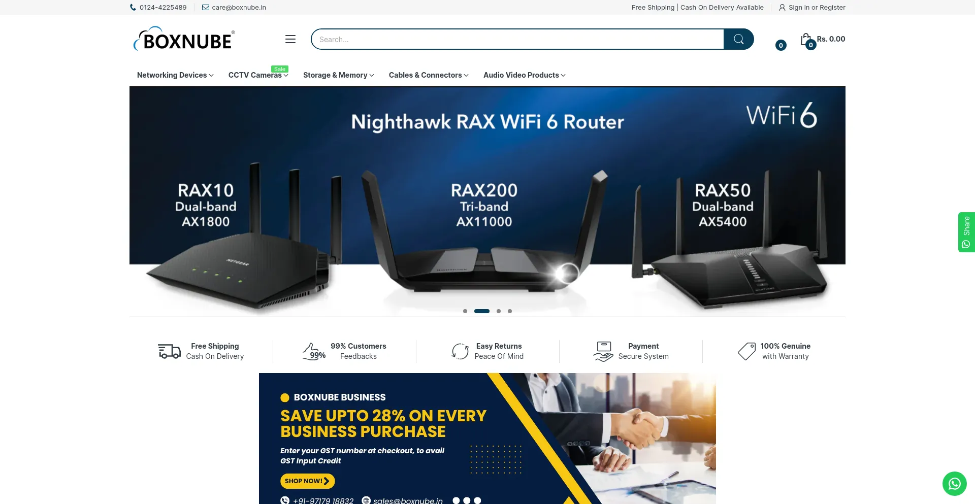 Website screenshot of Boxnube.in