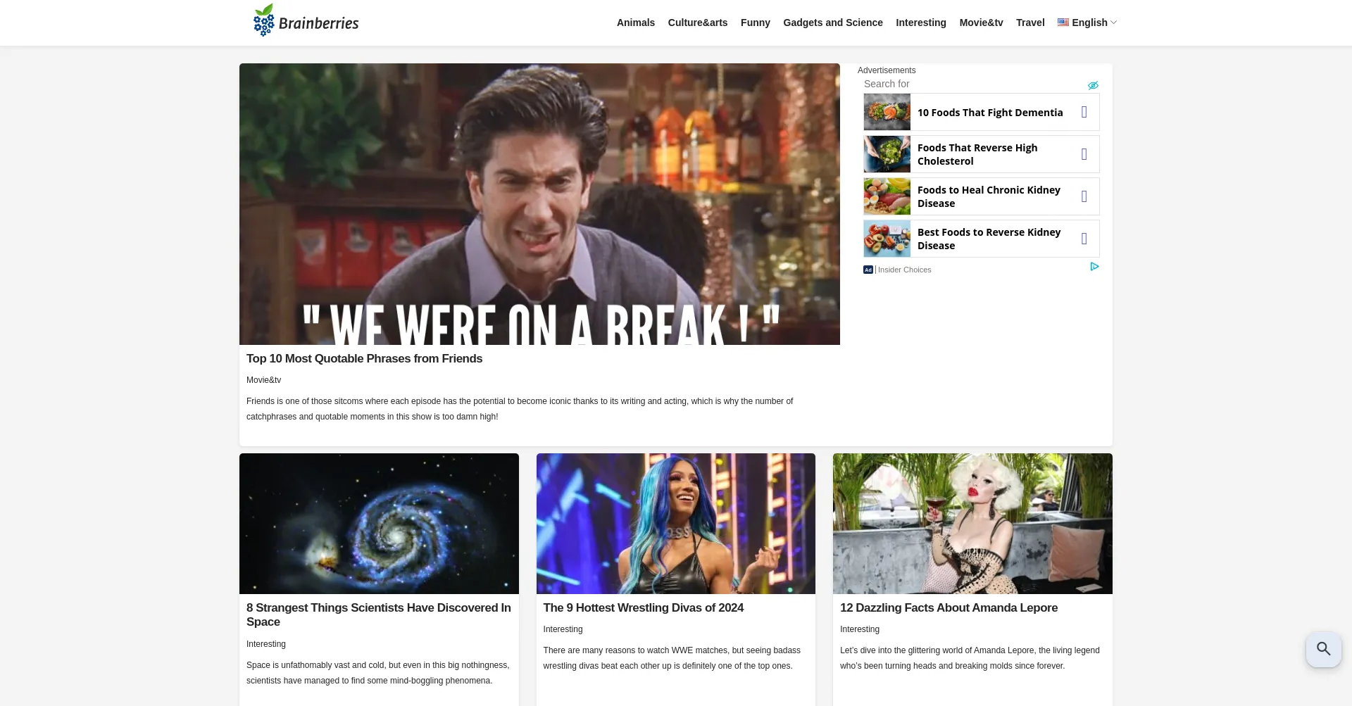 Website screenshot of Brainberries.co