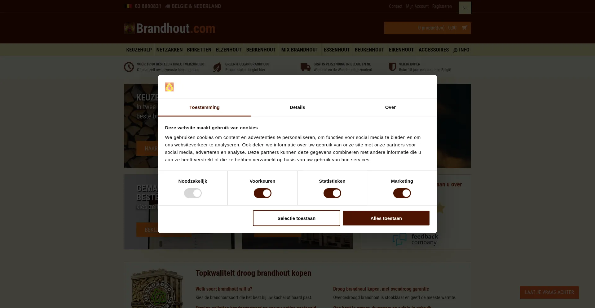 Website screenshot of Brandhout.com