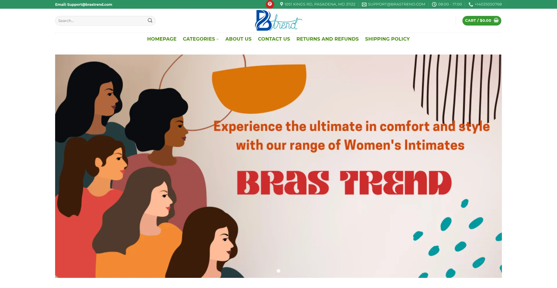 Website screenshot of Brastrend.com