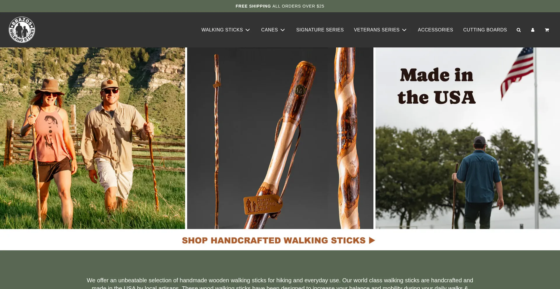 Website screenshot of Brazos-walking-sticks.com
