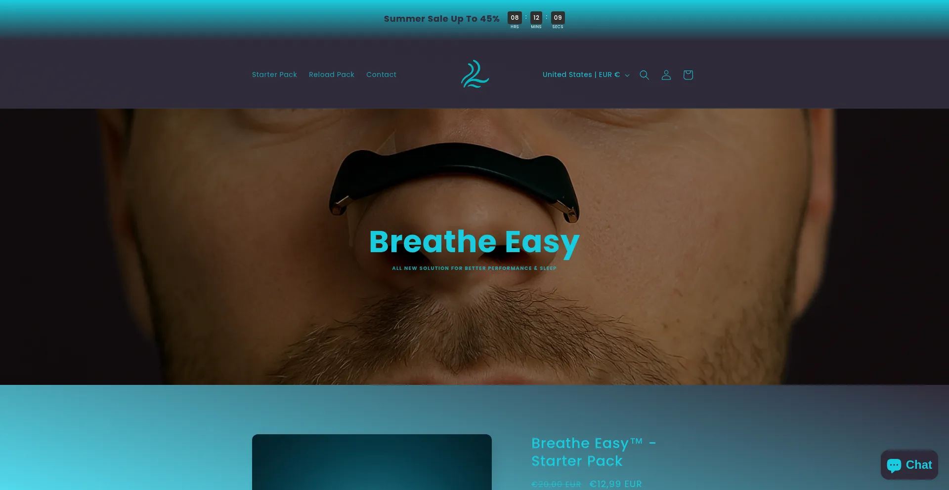 Website screenshot of Breatheasy.store