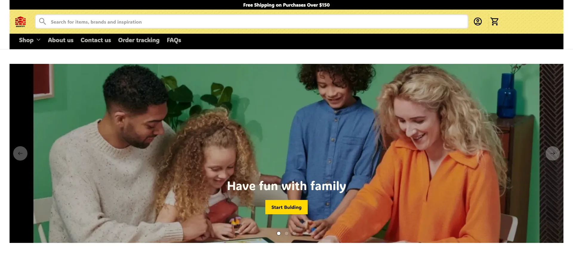 Website screenshot of Bricktify.store