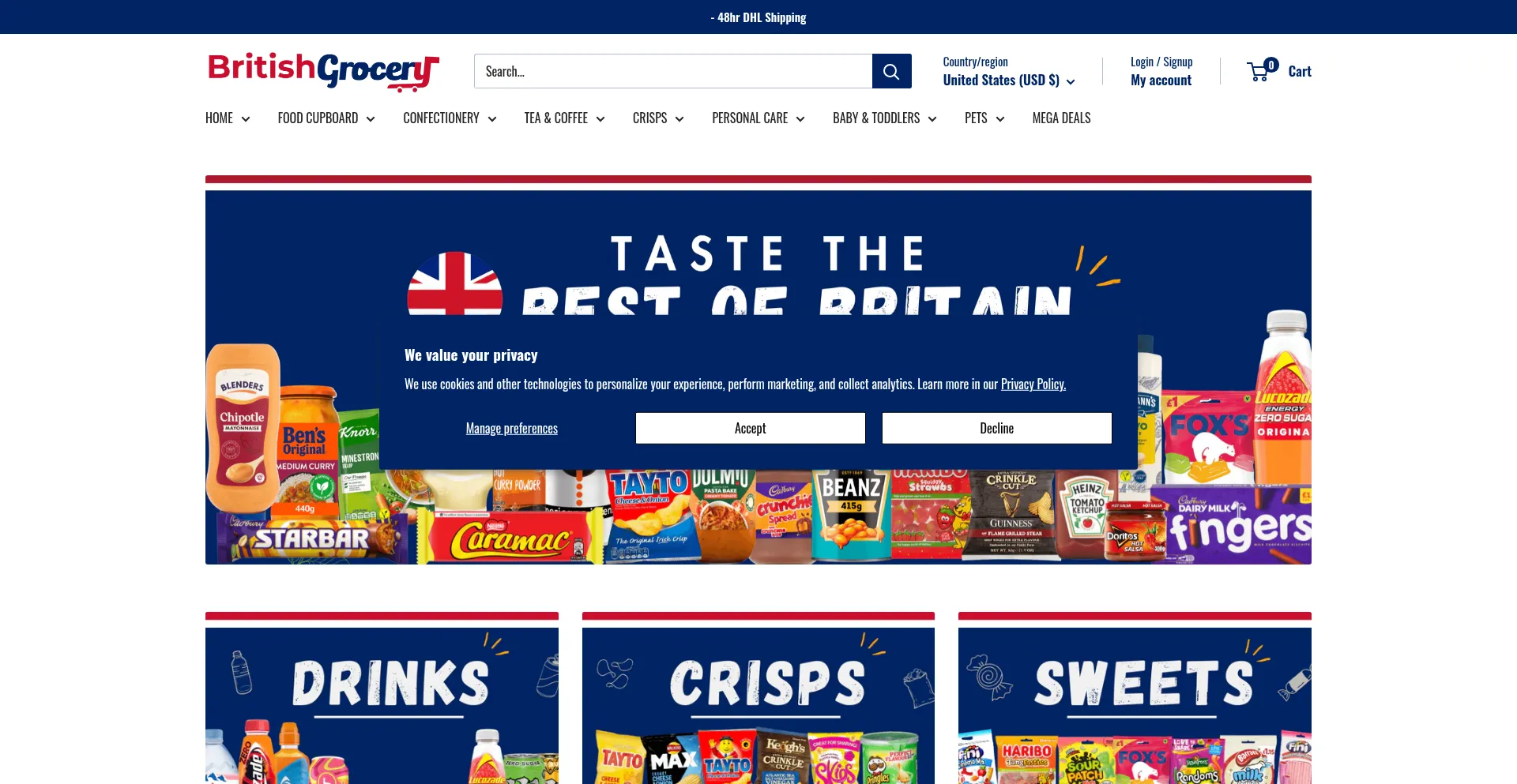 Website screenshot of British-grocery.com