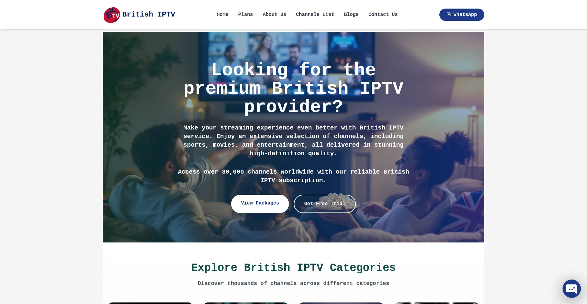 Website screenshot of Britishiptv.io