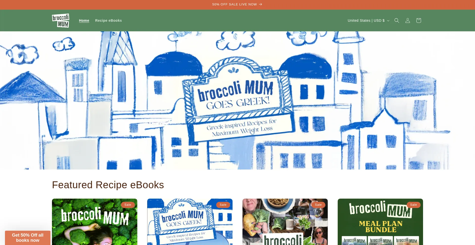 Website screenshot of Broccolimumshop.com