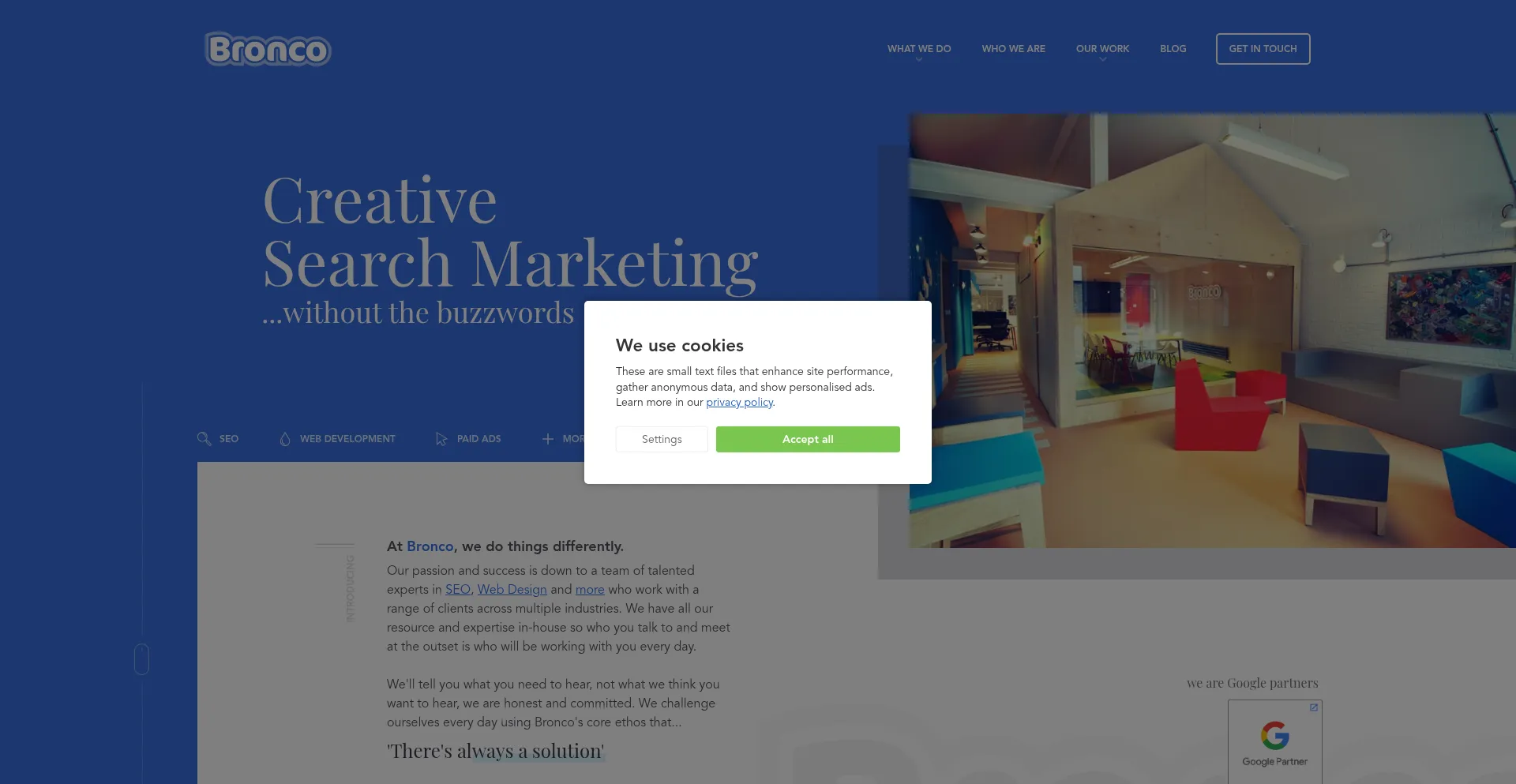 Website screenshot of Bronco.co.uk