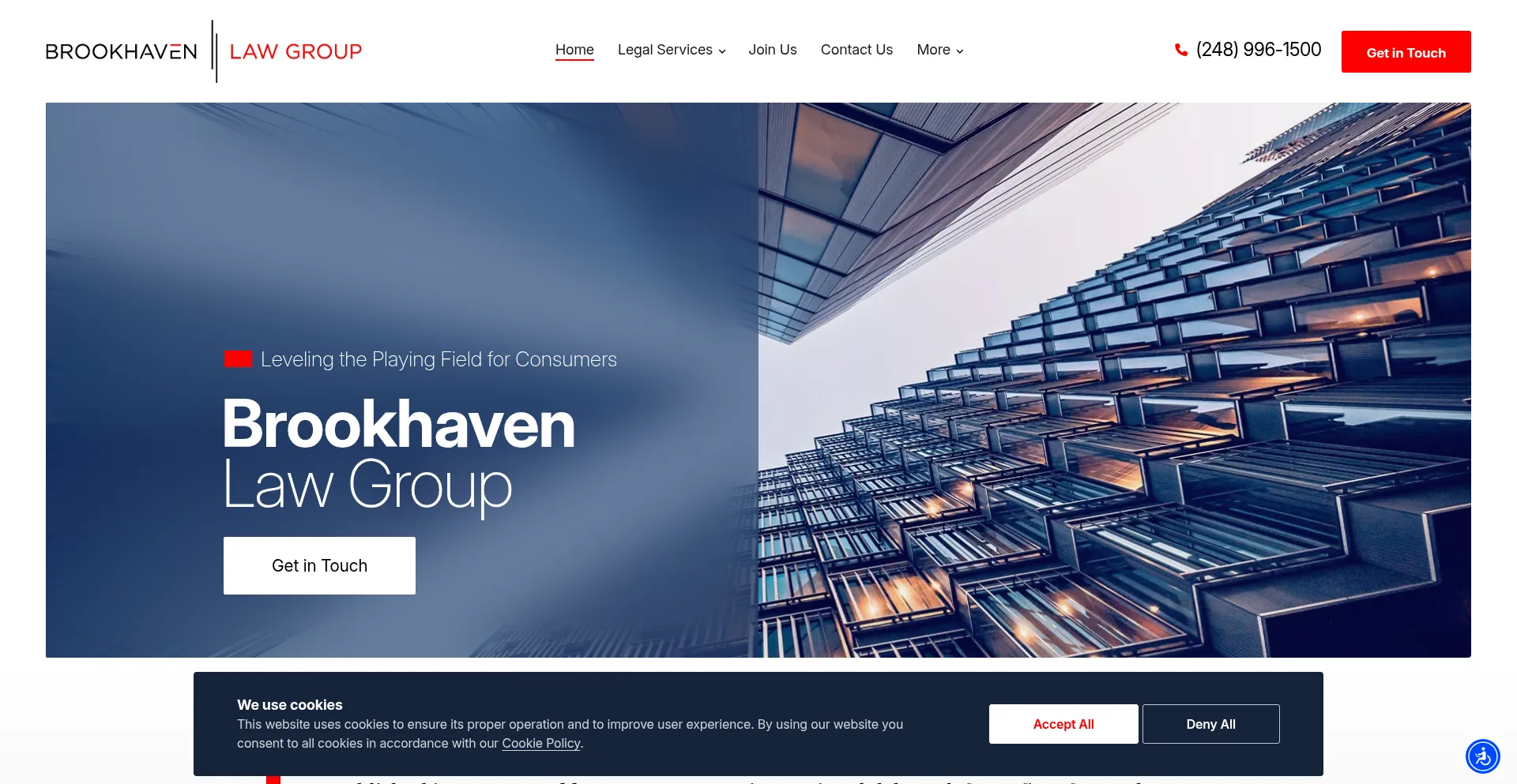 Website screenshot of Brookhavenlaw.com