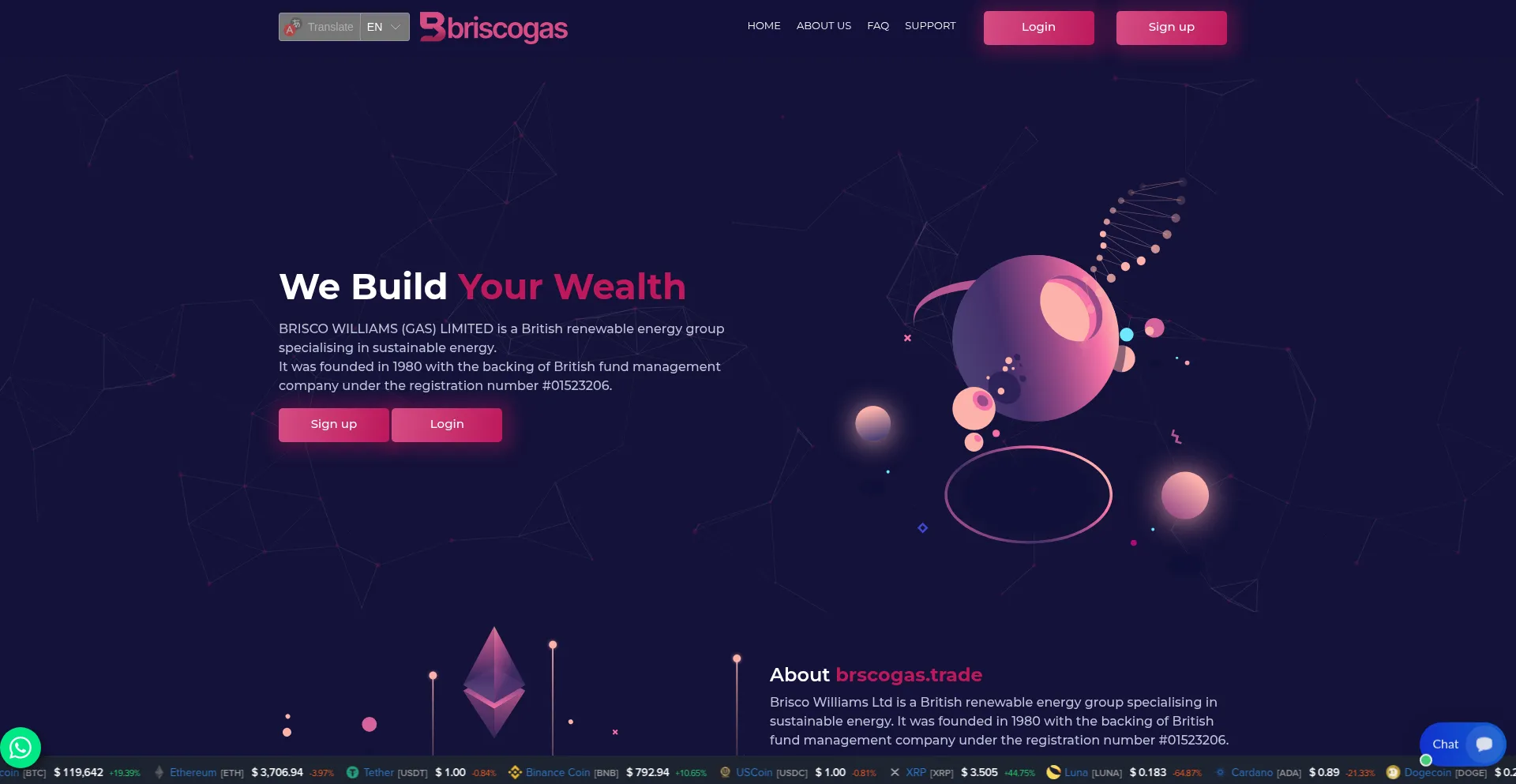 Website screenshot of Brscogas.trade