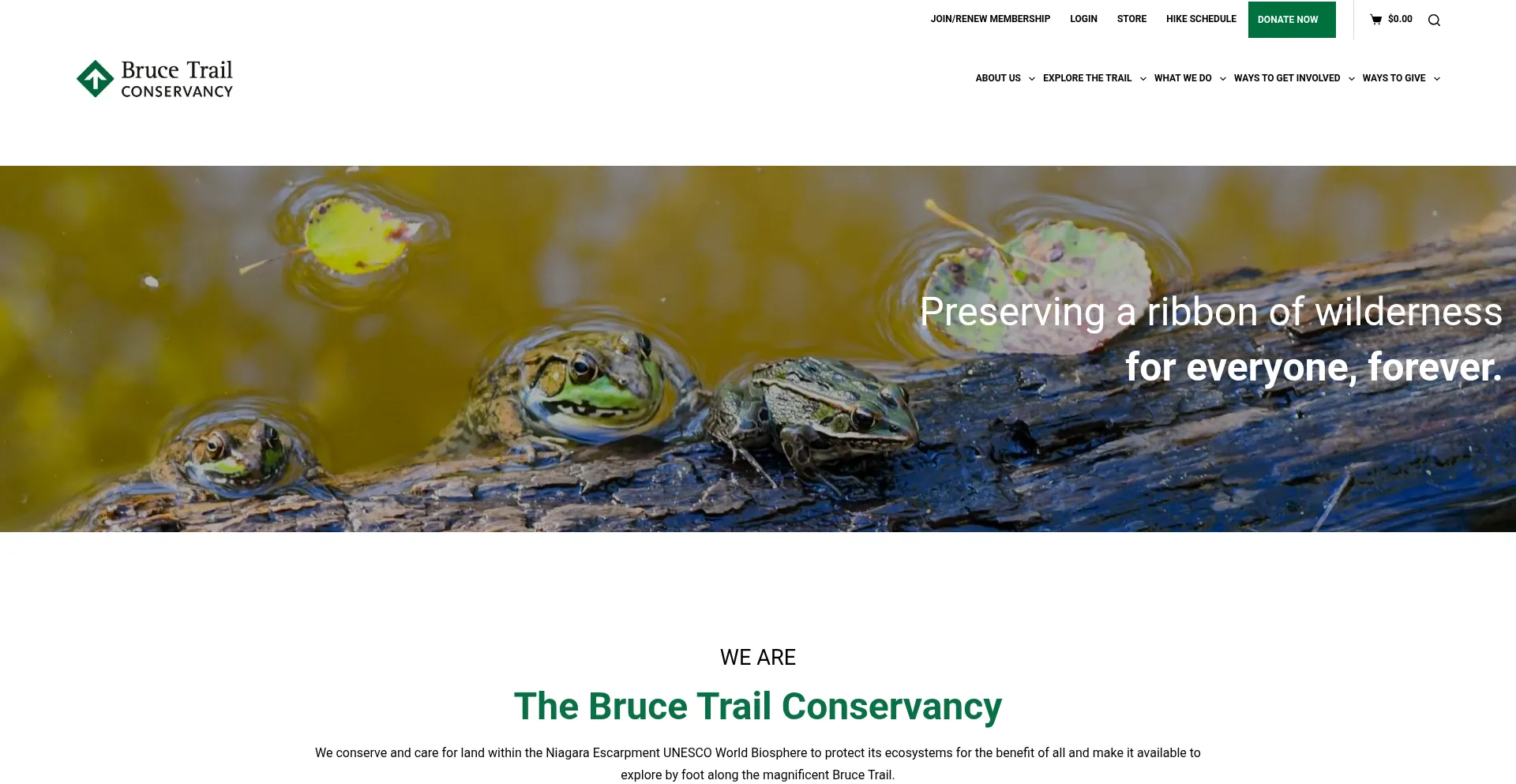 Website screenshot of Brucetrail.org
