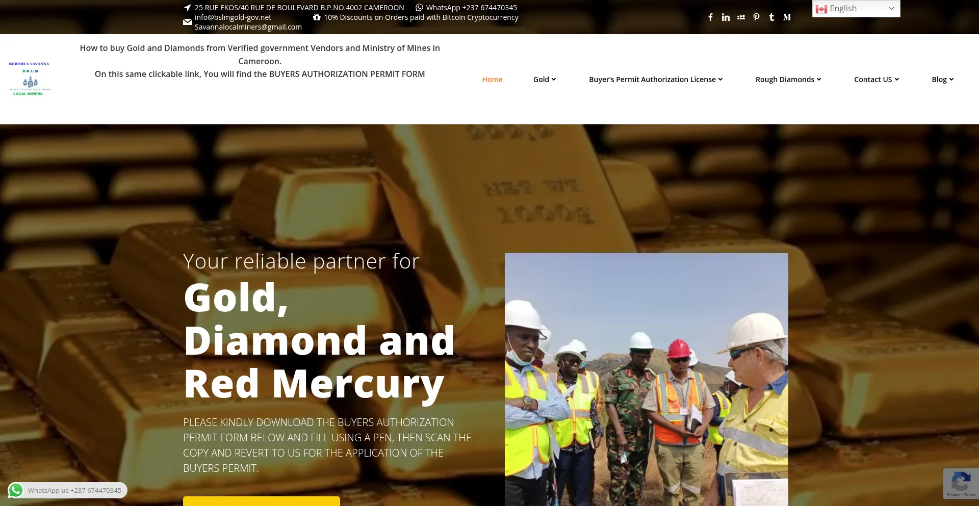 Website screenshot of Bslmgold-gov.net