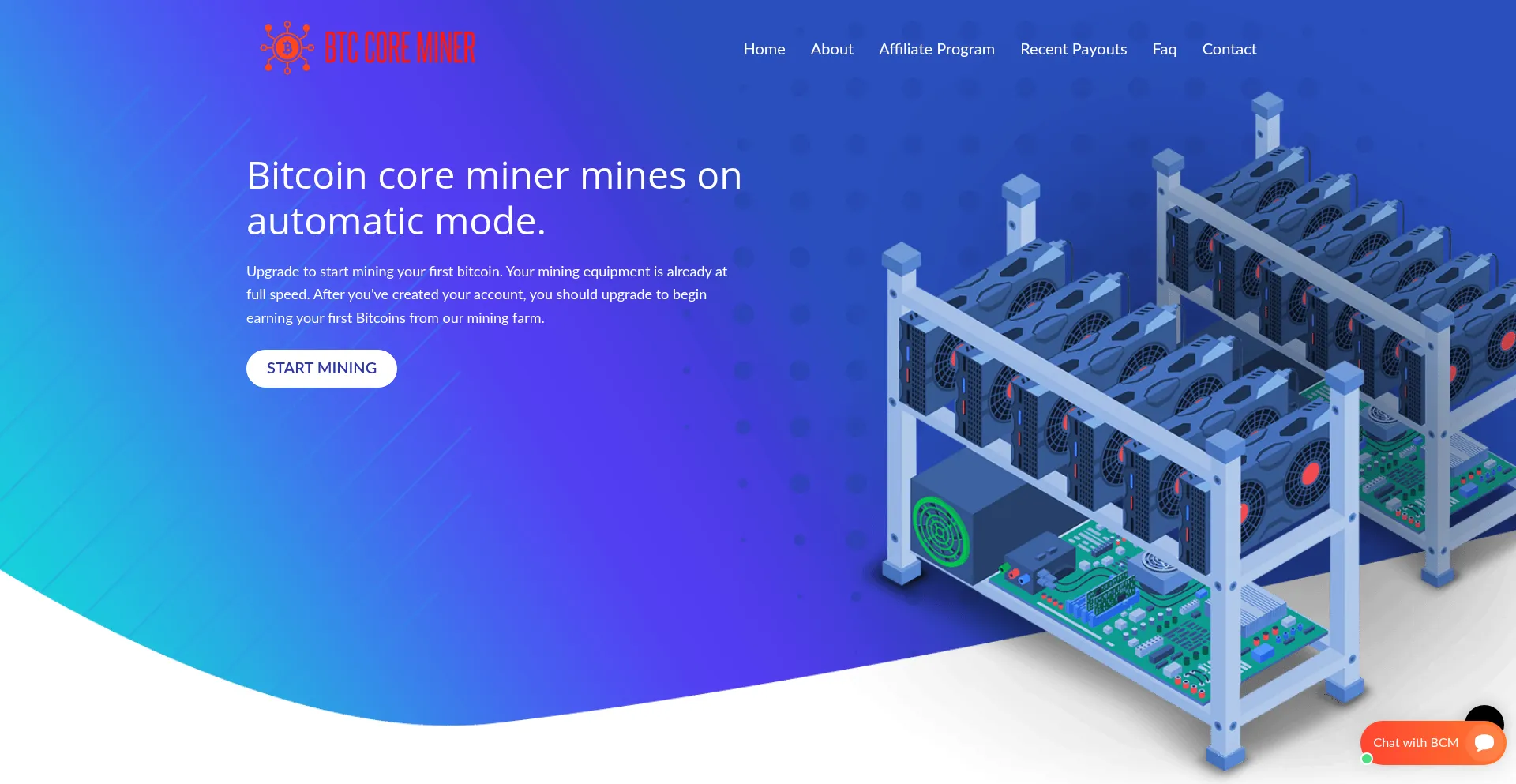 Website screenshot of Btccoreminer.com