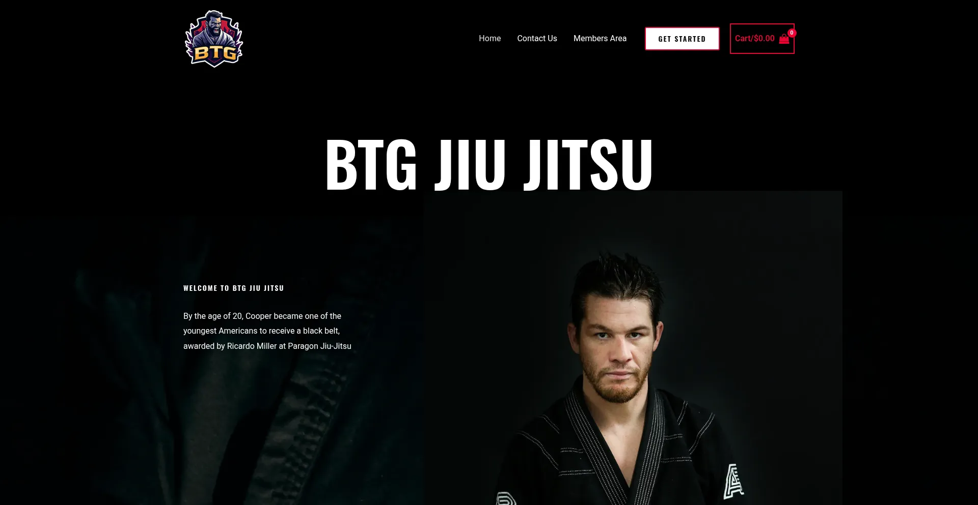 Website screenshot of Btgjiujitsu.com