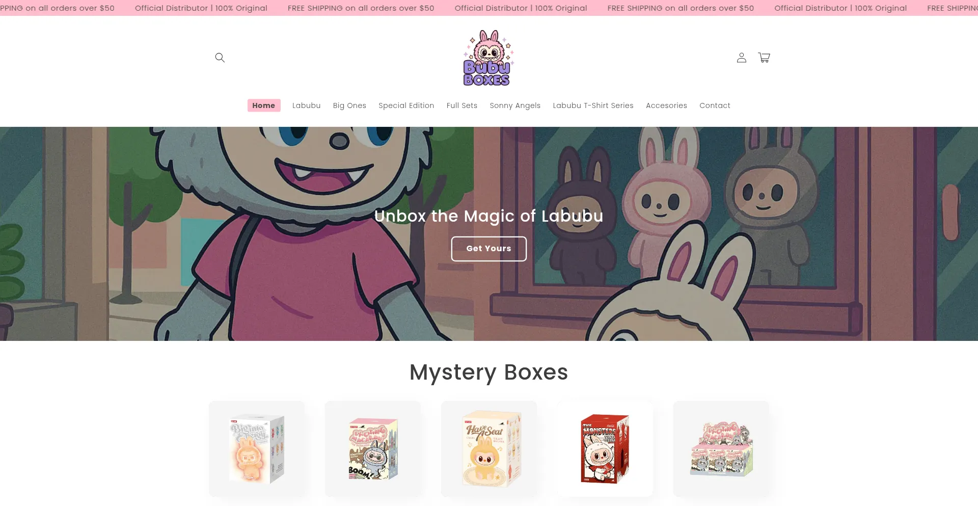 Website screenshot of Bububoxes.com