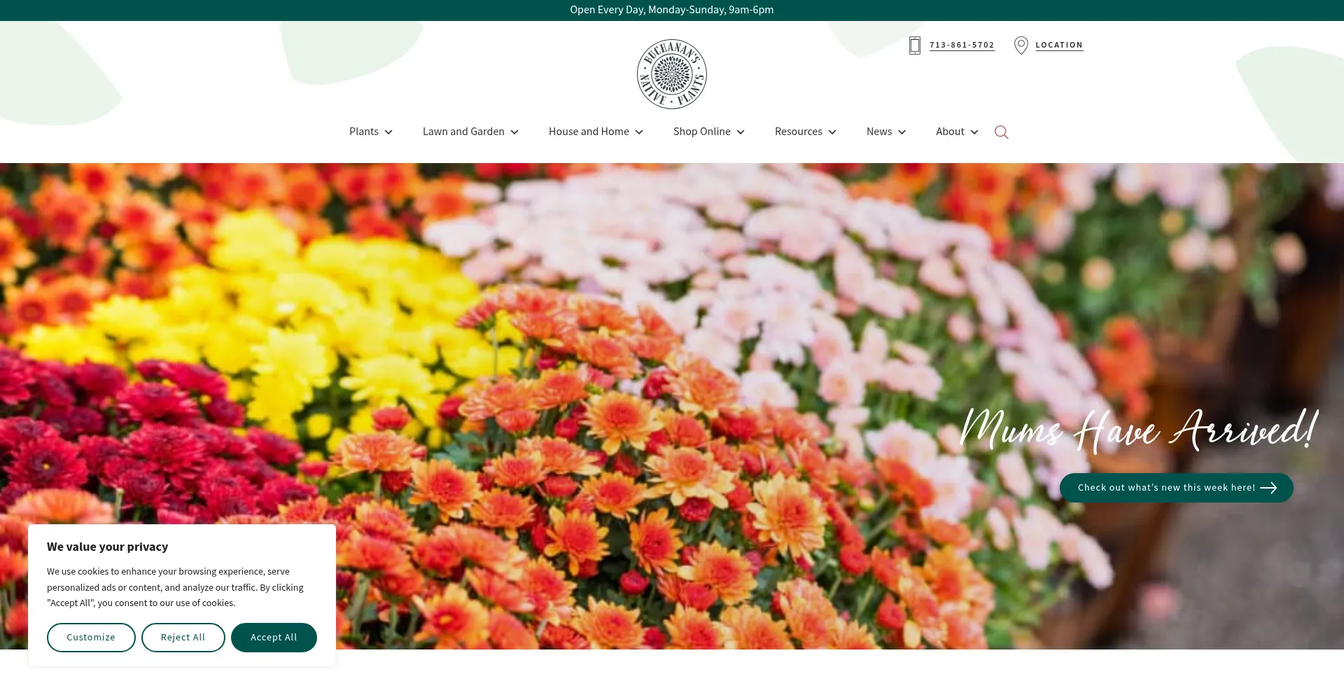 Website screenshot of Buchanansplants.com