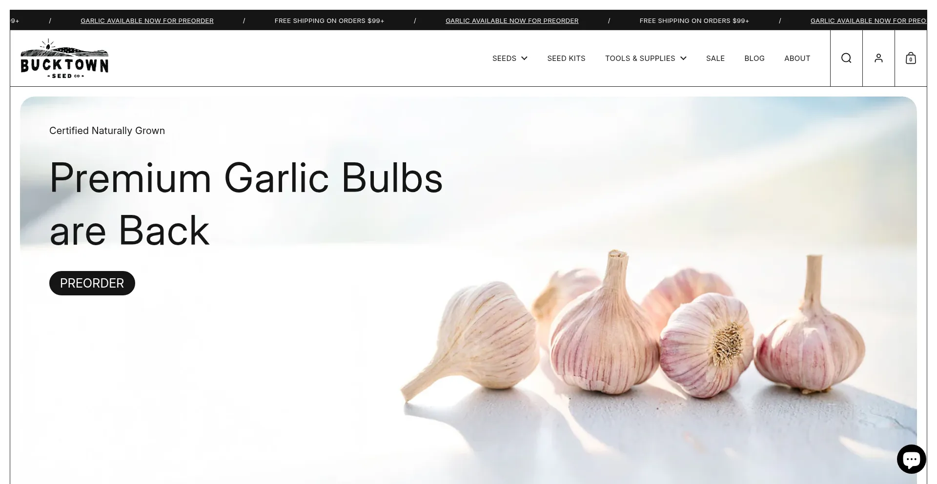 Website screenshot of Bucktownseed.com