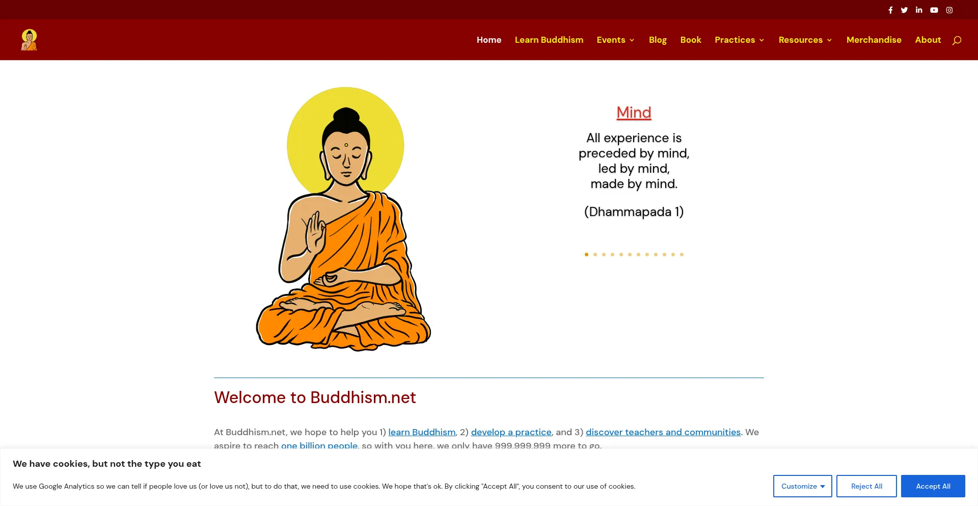 Website screenshot of Buddhism.net