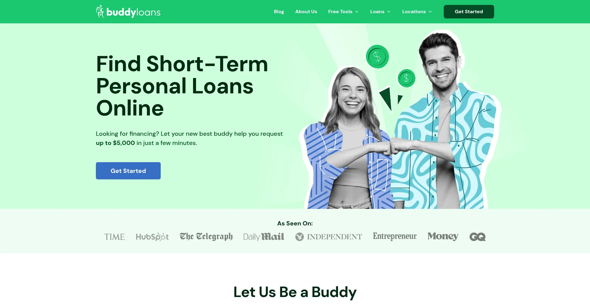 Website screenshot of Buddyloans.com