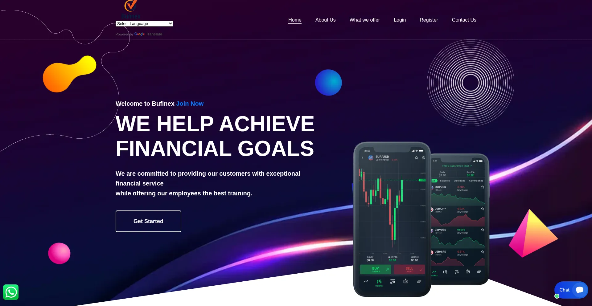 Website screenshot of Bufinex.com
