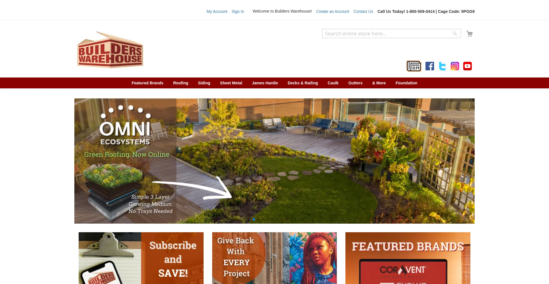 Website screenshot of Builderswarehouse.com