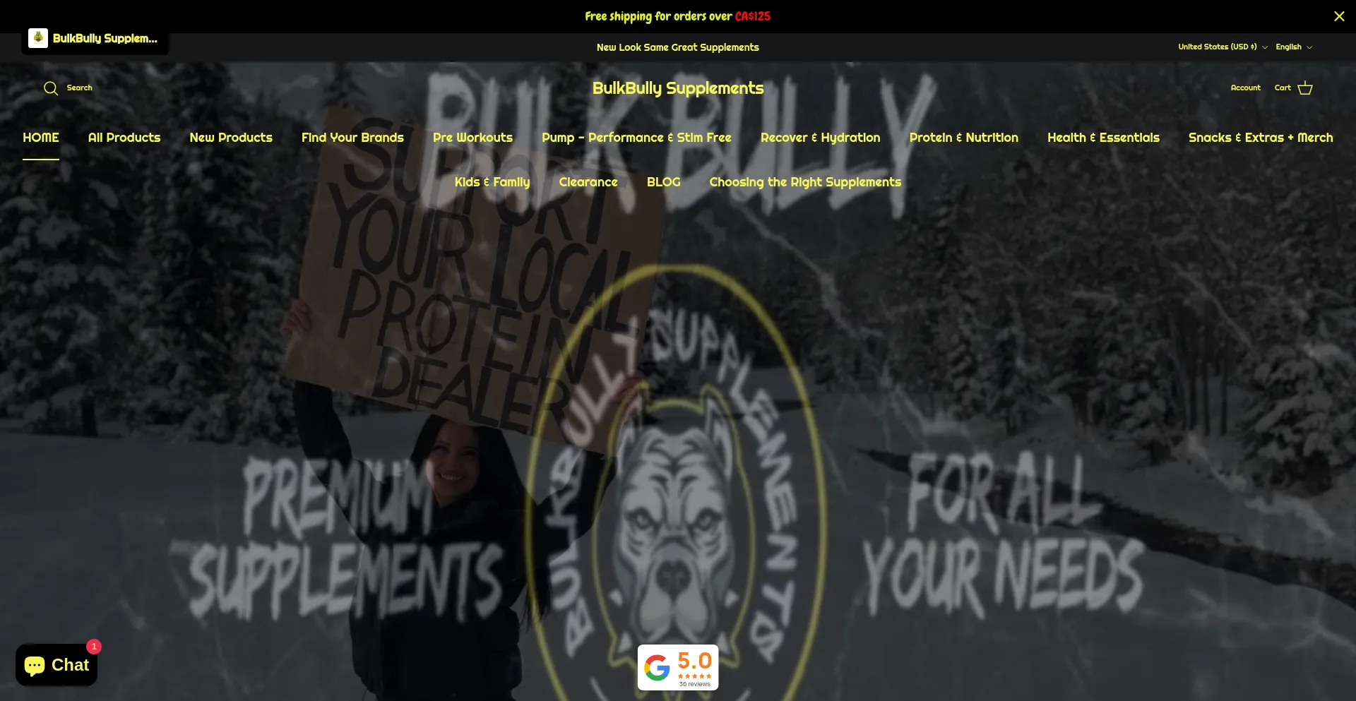 Website screenshot of Bulkbullysupplements.com