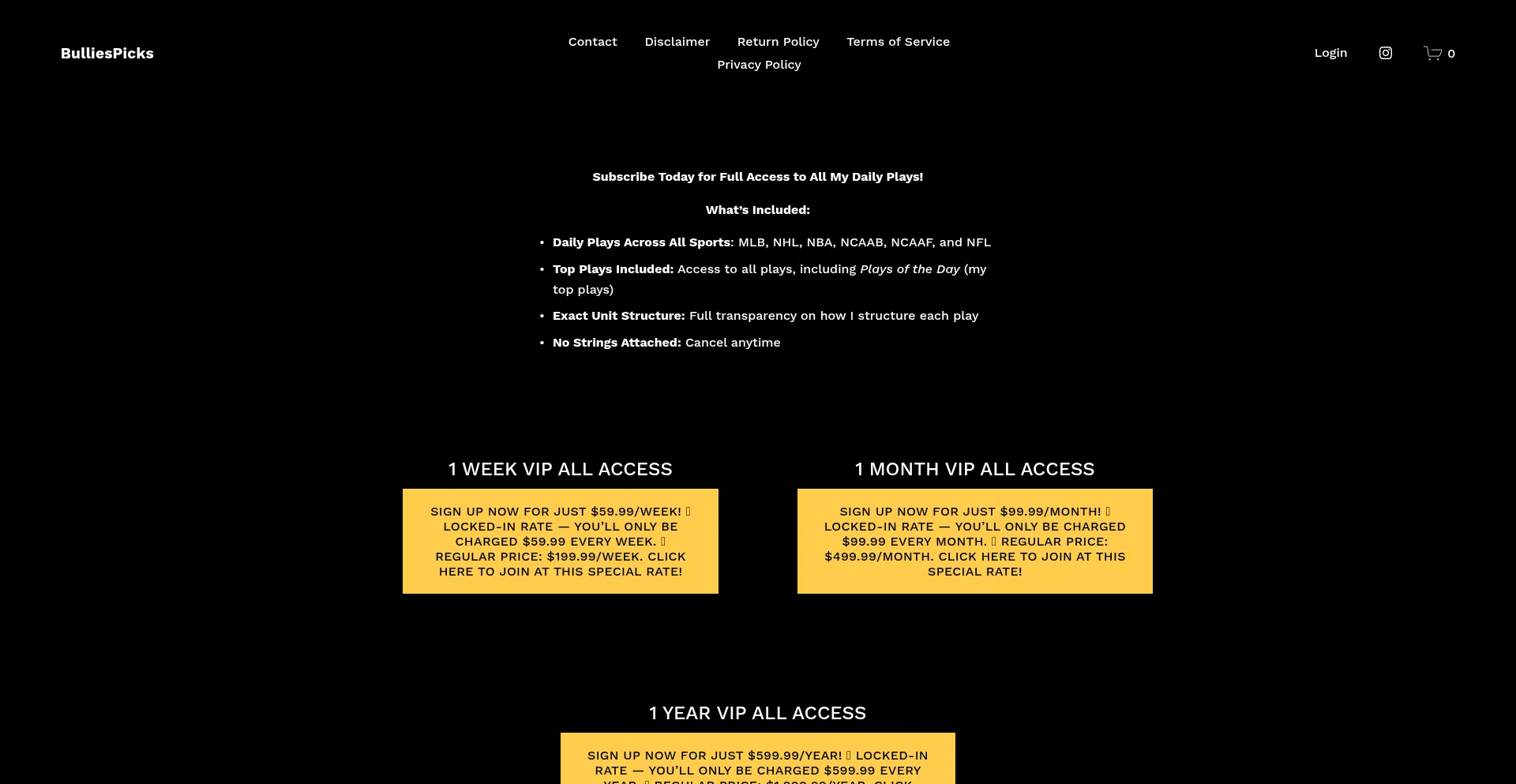 Website screenshot of Bulliespicks.com