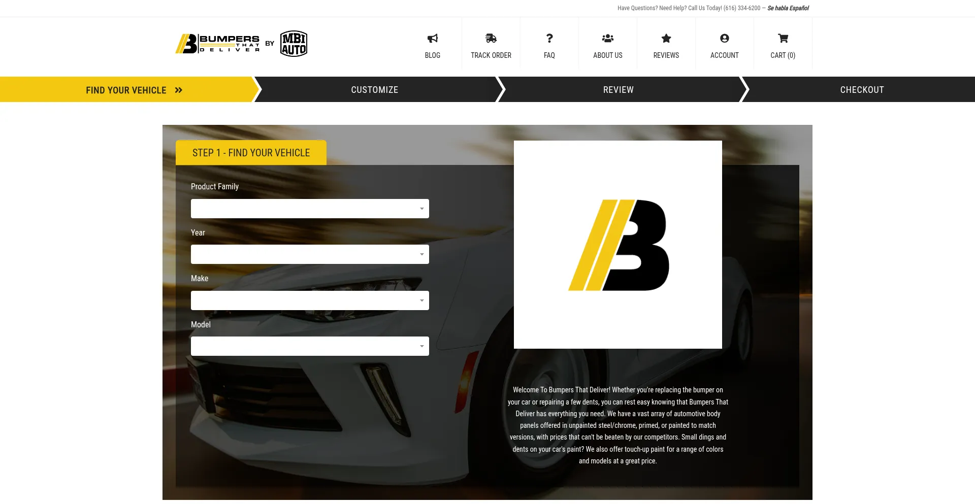 Website screenshot of Bumpersthatdeliver.com